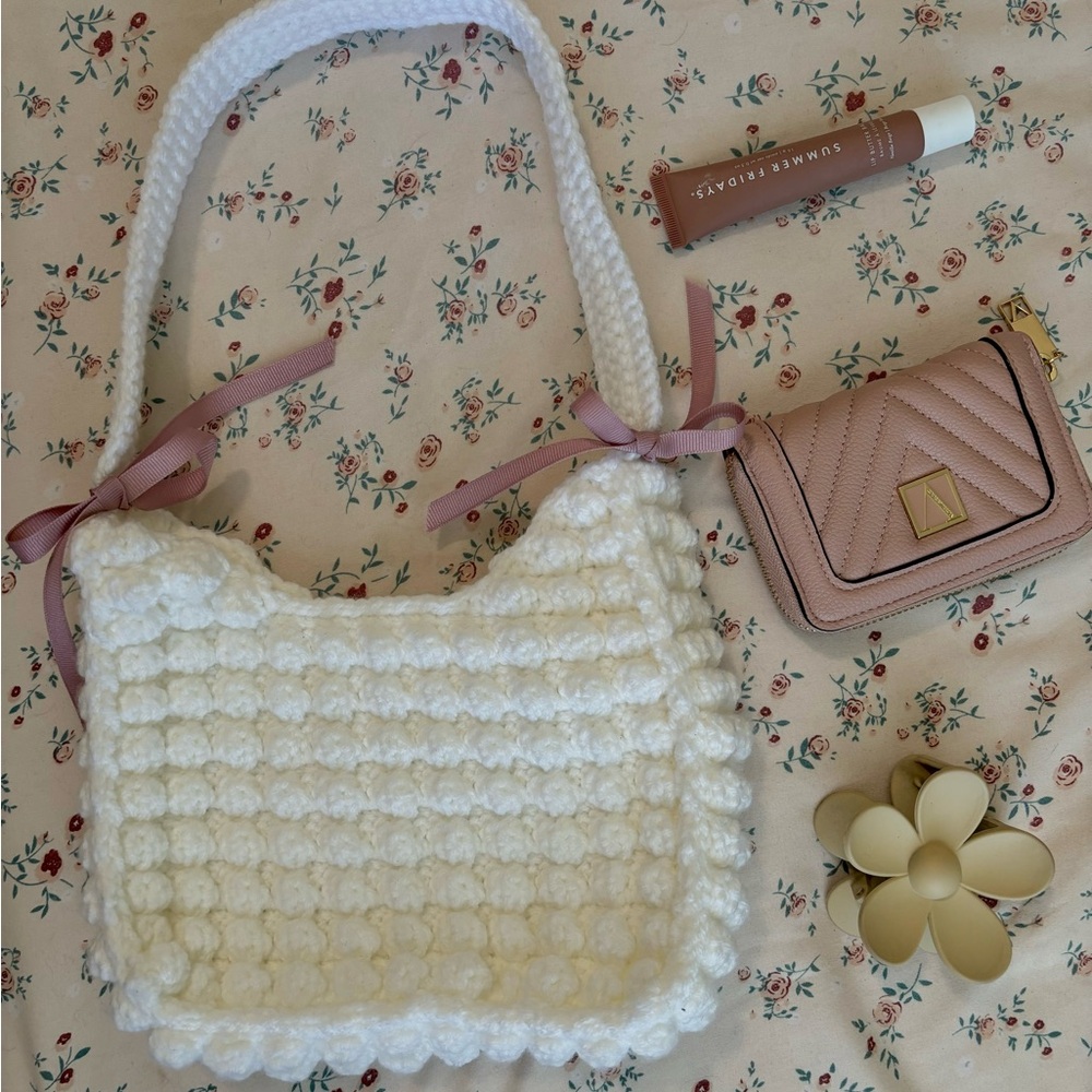 Trendy handmade bubble bag with bows coquette bag